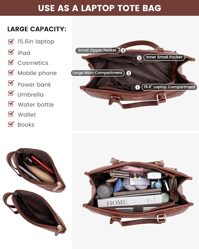 Large capacity Handbag with lunch storage