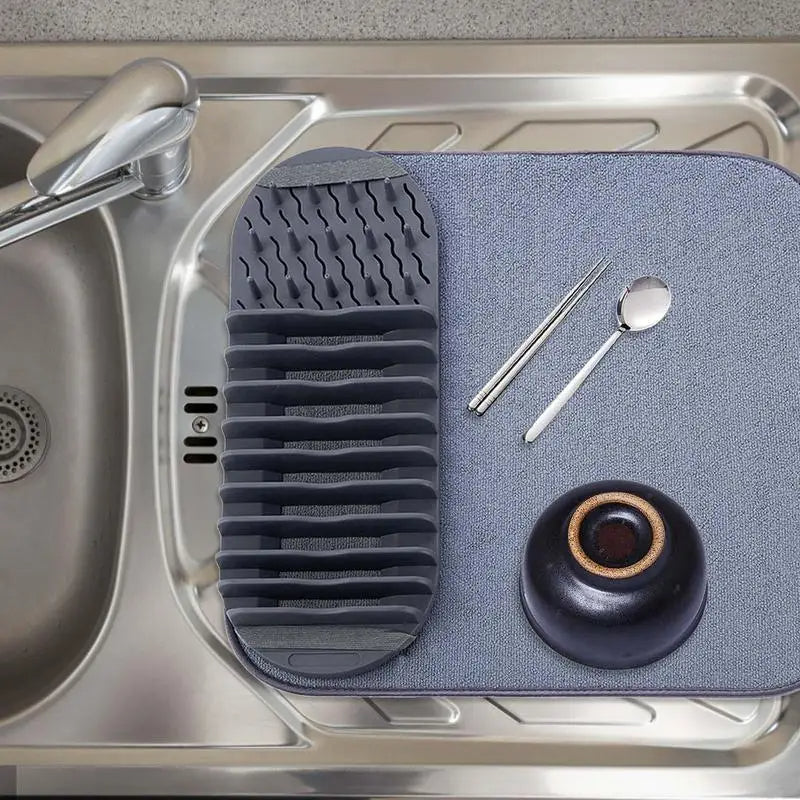 Multipurpose Drain Mat with Dish Stand